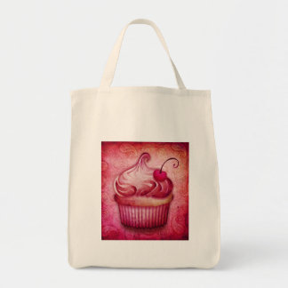 pink paisley cupcake tote bag