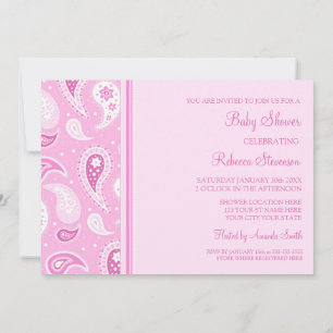 Pink Paisley Custom Baby Shower Invitations