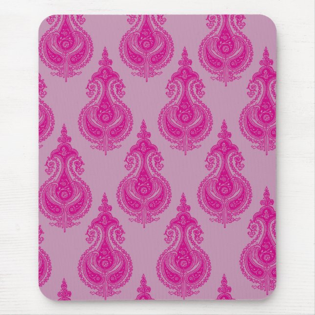 Pink paisley customizable name mouse pad (Front)