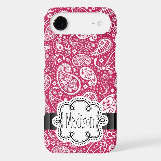 PINK Paisley Girly Pattern with Name Case-Mate iPhone Case (Back)