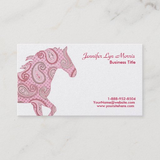 Customizable Pink Paisley Horse Business Card Templates