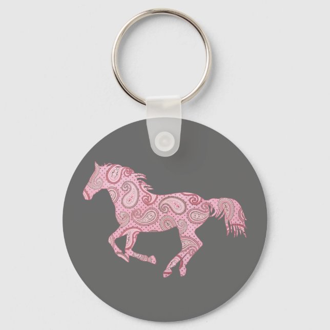 Pink Paisley Horse Keychain (Front)