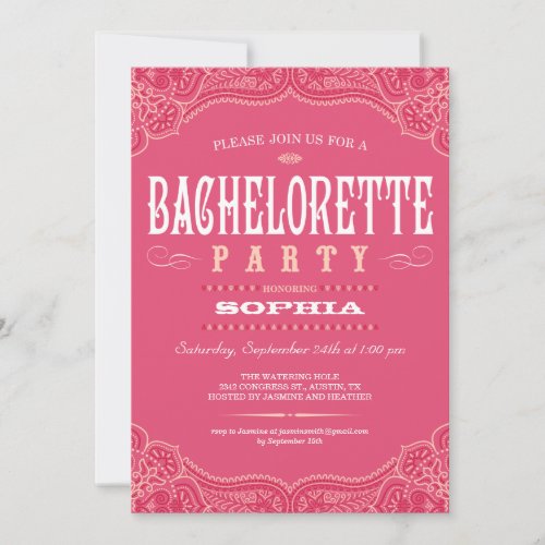 Pink Paisley Invitations for a Bachelorette Party