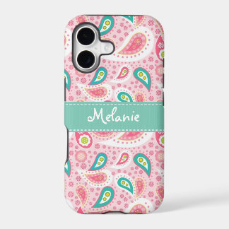Pink Paisley iPhone Monogram Custom 17 Case