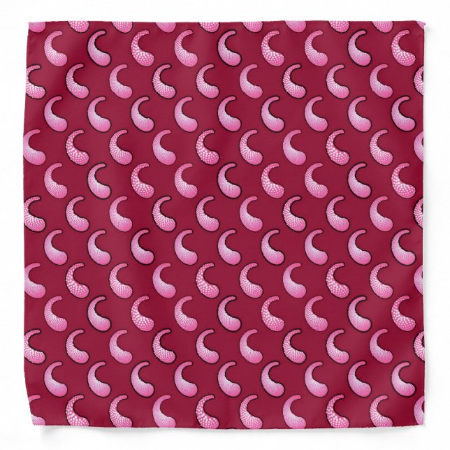 Pink paisley on maroon bandana (Front)