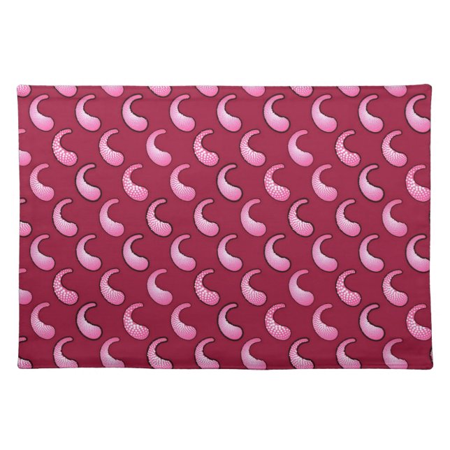 Pink paisley on maroon placemat (Front)