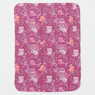 Pink paisley owls cute pattern baby blanket