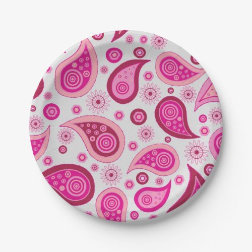 Pink Paisley paper plate