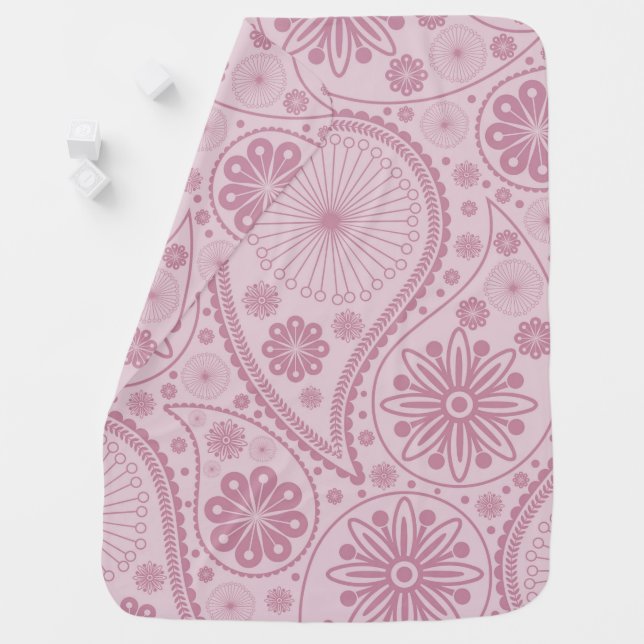 Pink paisley pattern baby blanket (In Situ)