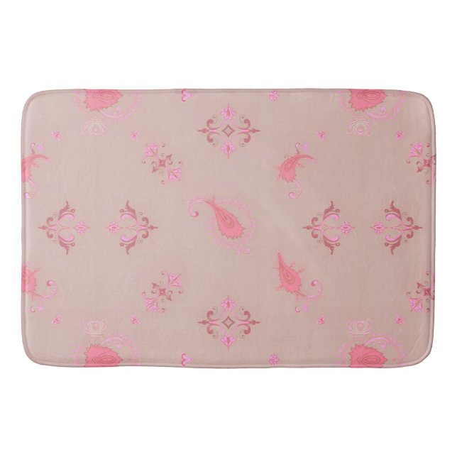 Pink Paisley Pattern Bath Mat (Front)