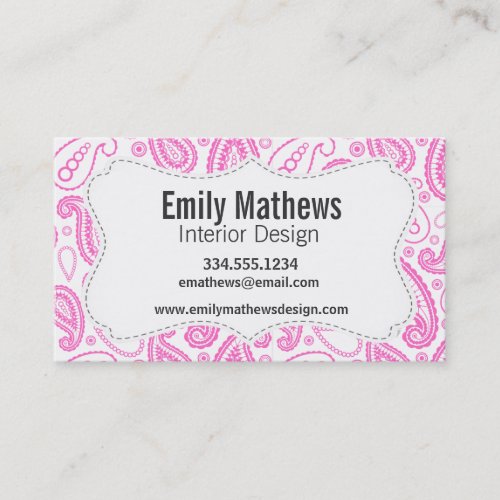 Pink Paisley Pattern Business Card