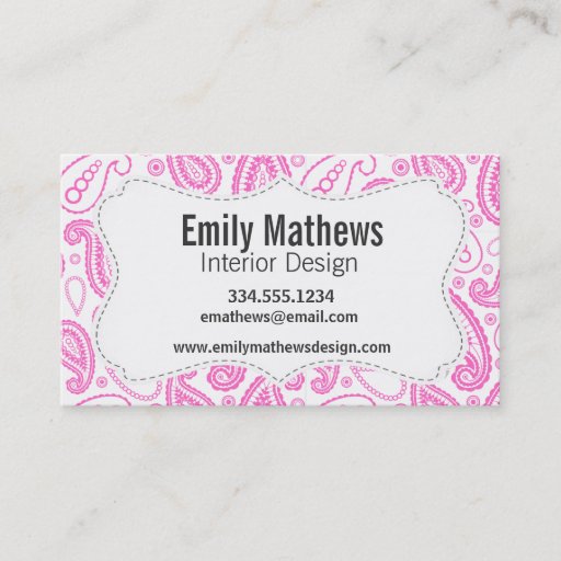 Customizable Pink Paisley Pattern Business Card