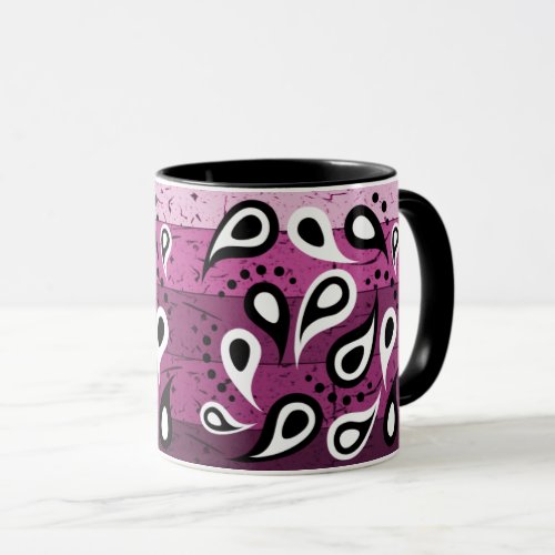 Pink Paisley Pattern Ornamental Textile Design Two Mug