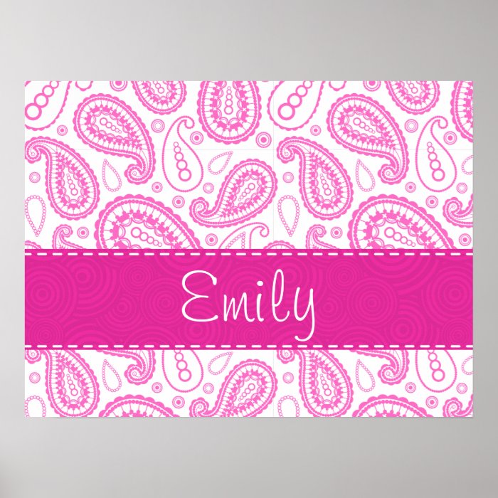 Pink Paisley Pattern Poster