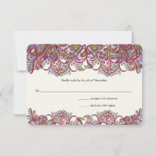 Pink Paisley Peacock Wedding RSVP