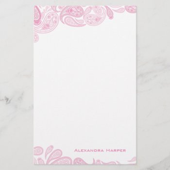 Pink Paisley Personalized Stationery by cranberrydesign at Zazzle