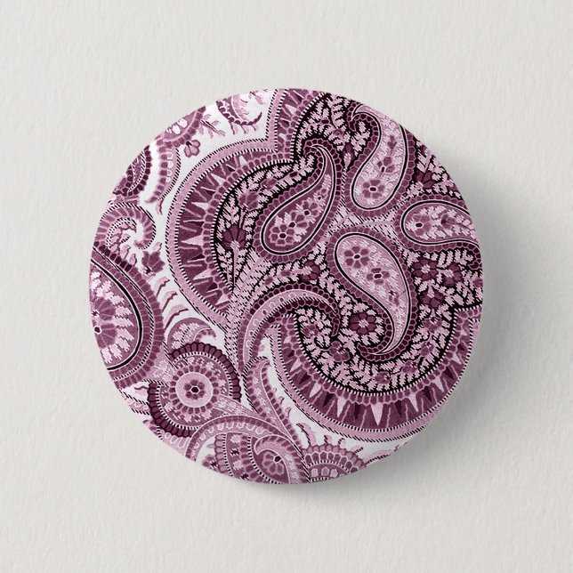 Pink Paisley Pinback Button (Front)