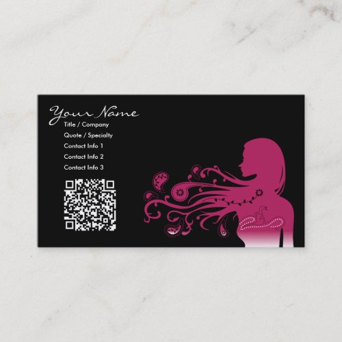 pink paisley   qr code business card