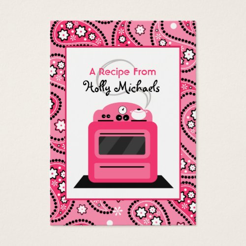 Pink Paisley &amp; Retro Stove Recipe Business Cards