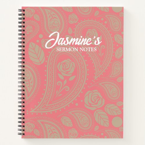 Pink Paisley Sermon Notes Notebook