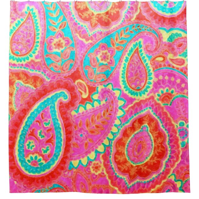 Pink Paisley Shower Curtain (Front)