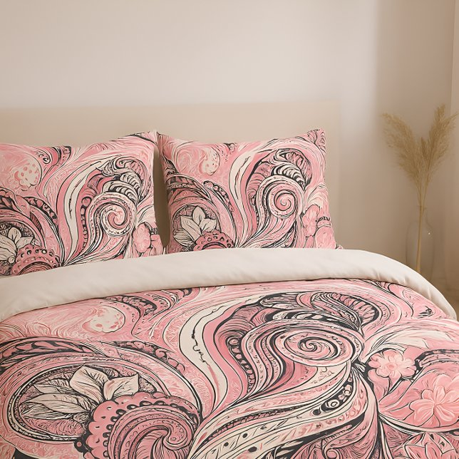 Pink Paisley Swirl The Home Studio Duvet Cover  (Creator Uploaded)