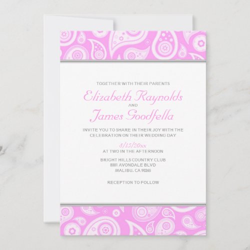 Pink Paisley Wedding Invitations