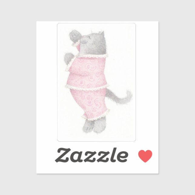 PINK PAJAMAS CAT 2"X2" Vinyl Sticker  (Sheet)