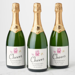 Pink Pajamas Prosecco Bachelorette Party Custom Sparkling Wine Label