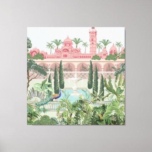 Pink Palace in Lush Landscape Canvas Print