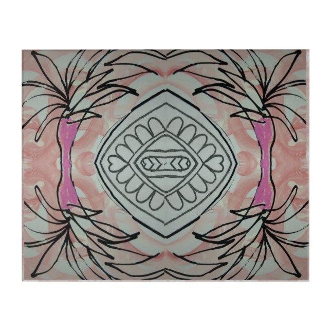 Pink Palm Abstract 2 Acrylic Print (Front)