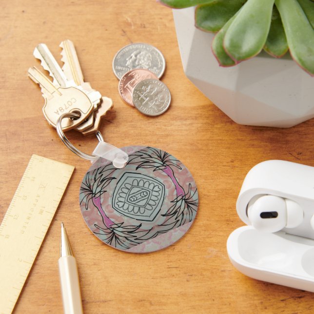 Pink Palm Abstract 2 Keychain (Desk)