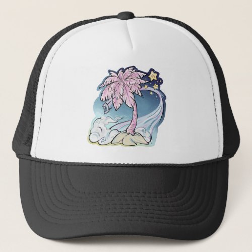 Pink Palm  Blue Bird Tucker Hat