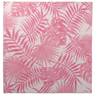 Pink Palm Fronds Aesthetic Tropical Boho Cloth Napkin