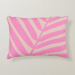 Pink Palm Leaf Accent Pillow