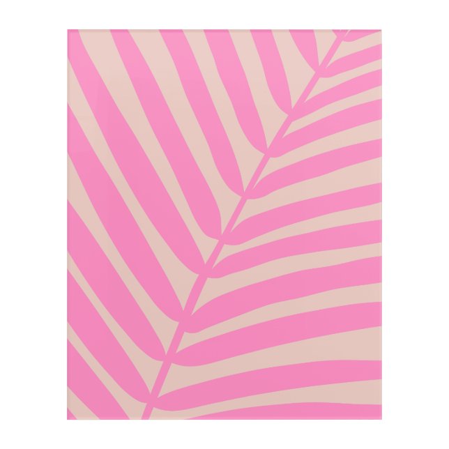 Pink Palm Leaf Acrylic Print (Front)