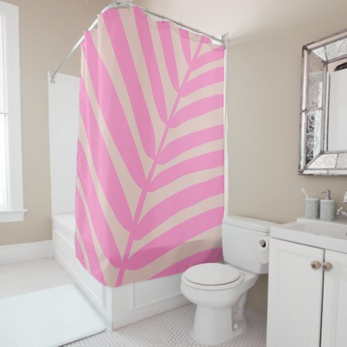 Pink Palm Leaf Shower Curtain