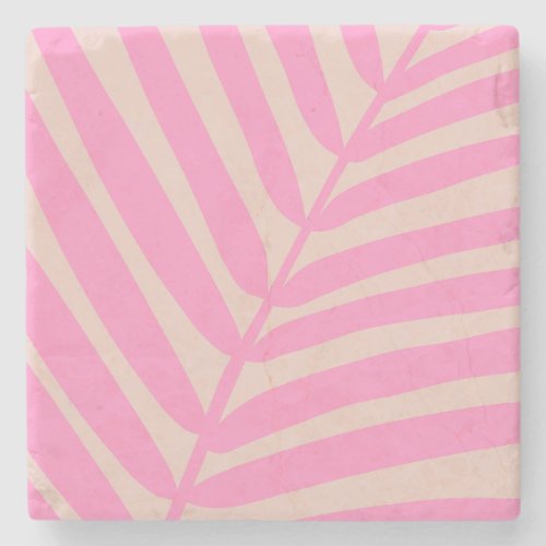 Pink Palm Leaf Stone Coaster