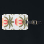 pink palm pattern with the sun luggage tag<br><div class="desc">The picture shows a stylized pattern of palm trees,  whose leaves are painted in bright pink and green. In the background,  the warm,  graduated sun shines in orange and pink tones,  creating a relaxed tropical atmosphere. The clear lines and soft colors create a feeling of peace and summer ease.</div>