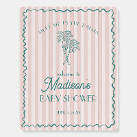 Pink Palm Spring Pastel Beach Baby Shower Welcome