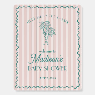Pink Palm Spring Pastel Beach Baby Shower Welcome Foam Board