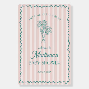 Pink Palm Spring Pastel Beach Baby Shower Welcome Foam Board