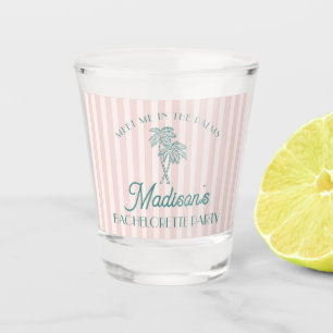 Pink Palm Spring Pastel Beach Bachelorette Favor Shot Glass