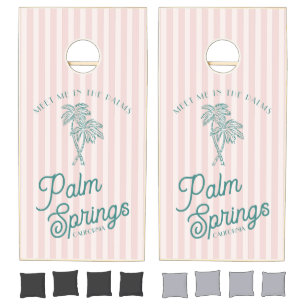 Pink Palm Spring Pastel Beach Bachelorette Party Cornhole Set