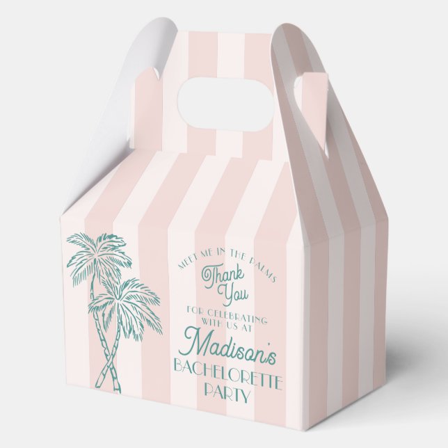 Pink Palm Spring Pastel Beach Bachelorette Party Favor Boxes (Front)