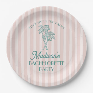 Pink Palm Spring Pastel Beach Bachelorette Party Paper Plates