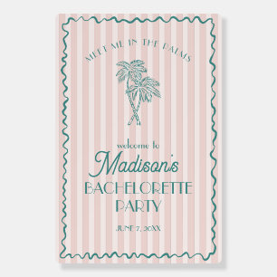 Pink Palm Spring Pastel Beach Bachelorette Welcome Foam Board