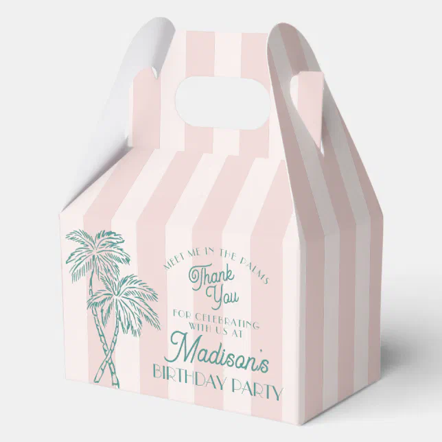 Pink Palm Spring Pastel Beach Birthday Party Favor Boxes | Zazzle