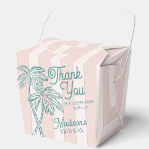 Pink Palm Spring Pastel Beach Birthday Party Favor Boxes