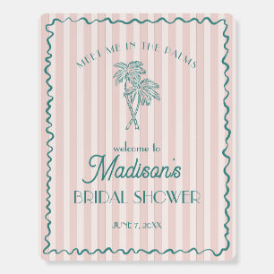 Pink Palm Spring Pastel Beach Bridal Showe Welcome Foam Board